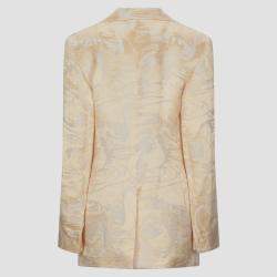 Pre Owned Acne Studios Beige/Yellow Patterned Linen-Blend Blazer S (EU 36)