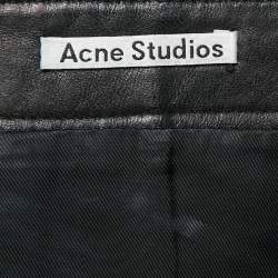 Acne Studios Black Leather Studded Mini Wrap Skirt S