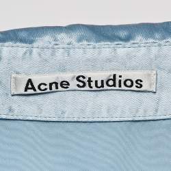 Pre Owned Acne Studios Blue Satin Pame Fluid Shirt and Trousers Set S