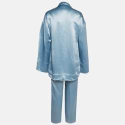 Pre Owned Acne Studios Blue Satin Pame Fluid Shirt and Trousers Set S