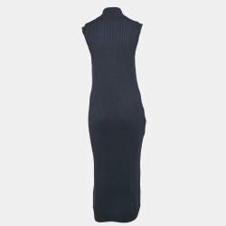 Pre Owned Acne Studios Navy Blue Rib Knit Zip-Up Sleeveless Midi Sweater Dress M