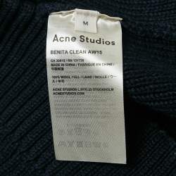 Pre Owned Acne Studios Navy Blue Rib Knit Zip-Up Sleeveless Midi Sweater Dress M