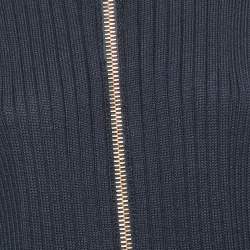 Pre Owned Acne Studios Navy Blue Rib Knit Zip-Up Sleeveless Midi Sweater Dress M