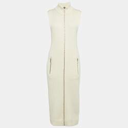 Acne Studios Cream Rib Knit Zip-Up Sleeveless Midi Sweater Dress S