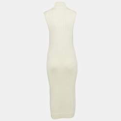 Acne Studios Cream Rib Knit Zip-Up Sleeveless Midi Sweater Dress S