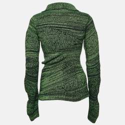 Acne Studios Green Wool Blend Knit Buttoned Cardigan S