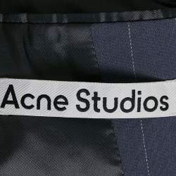 Acne Studios Blue Stripe Wool Blend Oversized Blazer L