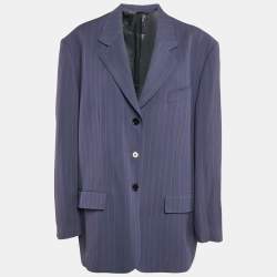 Acne Studios Blue Stripe Wool Blend Oversized Blazer L