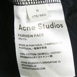 Pre Owned Acne Studios Black Cotton Fairview Face Sweatshirt M