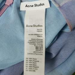 Pre Owned Acne Studios Blue Blurred Print Mesh Maxi Dress XS