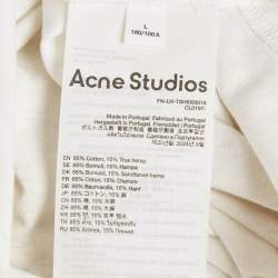 Pre Owned Acne Studios Cream Cotton & Hemp Long Sleeve T-Shirt L