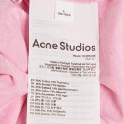 Pre Owned Acne Studios Pink Cotton & Hemp Long Sleeve T-Shirt L