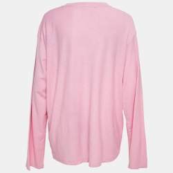 Pre Owned Acne Studios Pink Cotton & Hemp Long Sleeve T-Shirt L