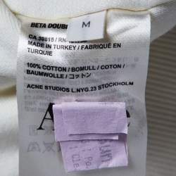 Pre Owned Acne Studios Cream Flocked Logo Cotton High Neck Sweatshirt M