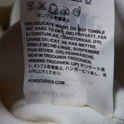 Pre Owned Acne Studios Cream Flocked Logo Cotton High Neck Sweatshirt M