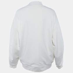 Pre Owned Acne Studios Cream Flocked Logo Cotton High Neck Sweatshirt M