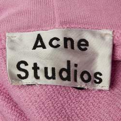 Pre Owned Acne Studios Pink Cotton Knit Long Sleeve Hoodie XXS