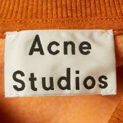 Pre Owned Acne Studios Orange Bird Applique Cotton Knit Sweatshirt M