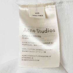 Pre Owned Acne Studios White Cotton Cylea Emboss T-Shirt XXS