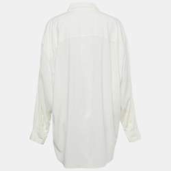 Pre Owned Acne Studios White Stretch Crepe Oversized Shirt S