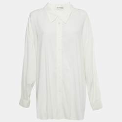Pre Owned Acne Studios White Stretch Crepe Oversized Shirt S