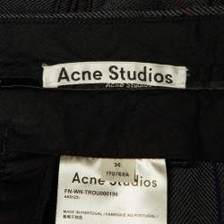 Pre Owned Acne Studios Grey Patterned Wool Blend Regular Fit Trousers S