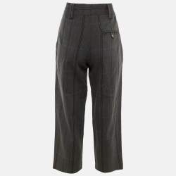Pre Owned Acne Studios Grey Patterned Wool Blend Regular Fit Trousers S
