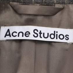 مملوكة مسبقًا Acne Studios Grey Pinstripe Wool Blend Cropped Blazer and Pants Set S