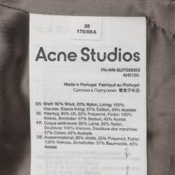 مملوكة مسبقًا Acne Studios Grey Pinstripe Wool Blend Cropped Blazer and Pants Set S