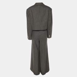 مملوكة مسبقًا Acne Studios Grey Pinstripe Wool Blend Cropped Blazer and Pants Set S