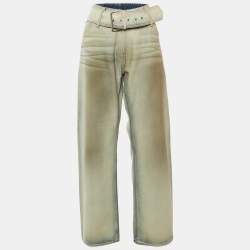 Pre Owned Acne Studios Blue Coated Belted Denim Jeans M Waist 31"