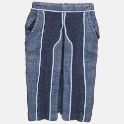 مملوكة مسبقًا تنورة أكني ستوديوز زرقاء بكتان مخططة قلم صغيرة