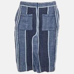 مملوكة مسبقًا تنورة أكني ستوديوز زرقاء بكتان مخططة قلم صغيرة