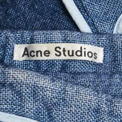 مملوكة مسبقًا تنورة أكني ستوديوز زرقاء بكتان مخططة قلم صغيرة