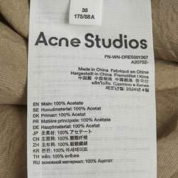 Pre Owned Acne Studios Brown Crinkled Satin Wrap Maxi Dress M