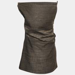 Pre Owned Acne Studios Brown Checked Linen Blend Dumella Mini Dress M