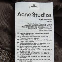 Pre Owned Acne Studios Brown Checked Linen Blend Dumella Mini Dress M