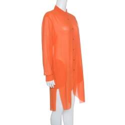 Pre Owned Acne Studios Orange Long Sleeve Sheer Penny Tunic S