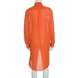 Pre Owned Acne Studios Orange Long Sleeve Sheer Penny Tunic S
