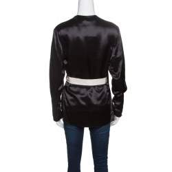 Pre Owned Acne Studios Black Satin Belted Cathay Blouse S