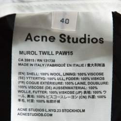 Pre Owned Acne Studios Black Wool Murol Trousers M