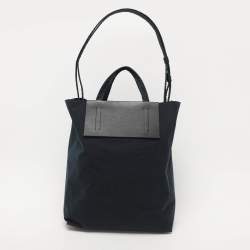 Pre Owned Acne Studios Navy Blue/Black Leather and Nylon Papery Tote