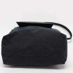 Pre Owned Acne Studios Navy Blue/Black Leather and Nylon Papery Tote