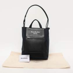 Pre Owned Acne Studios Navy Blue/Black Leather and Nylon Papery Tote