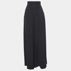 Adeam Black Crepe Lace-Up Wide-Leg Trousers M
