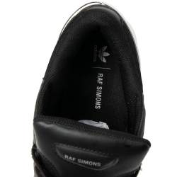 Adidas By Raf Simons Black-Silver Leather And Mesh Ozweego Sneakers Size 41.5