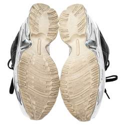 Adidas By Raf Simons Black-Silver Leather And Mesh Ozweego Sneakers Size 41.5