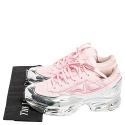 Adidas By Raf Simons Pink/Silver Leather And Mesh Ozweego Sneakers Size 36 2/3