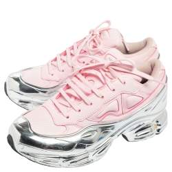 Adidas By Raf Simons Pink/Silver Leather And Mesh Ozweego Sneakers Size 36 2/3