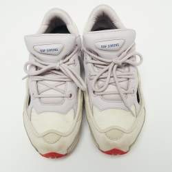 Adidas By Raf Simons White/Purple Leather And Mesh Ozweego Sneakers Size 39 1/3